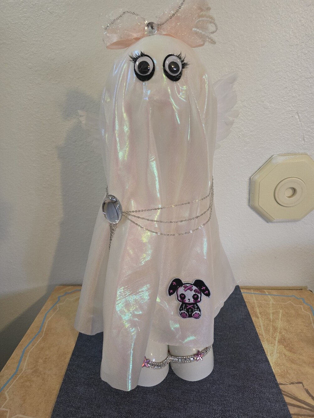 Custom Designed Iridescent Pink Ghost With Extendable Legs